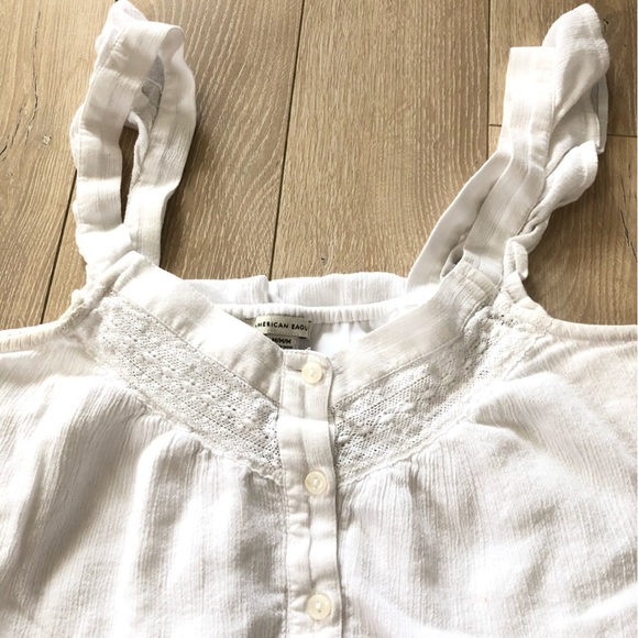 American Eagle Outfitters Lace Detailed Tiered Ruffle Top in White Size M - Picture 6 of 11